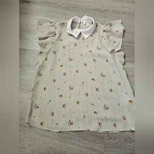 Monteau Stripped Floral Blouse Women's Size Small